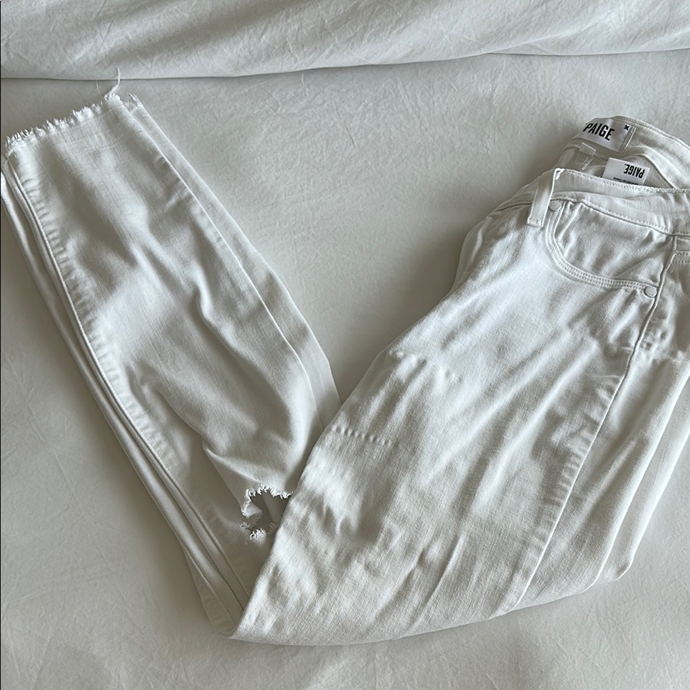 PAIGE White Ankle Cropped Jeans